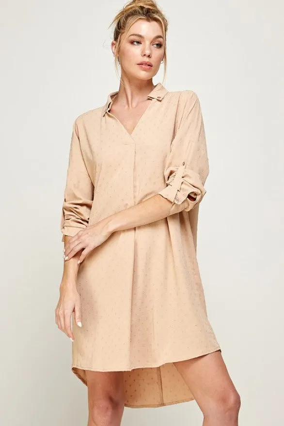 Dotted Collared Tunic Dress