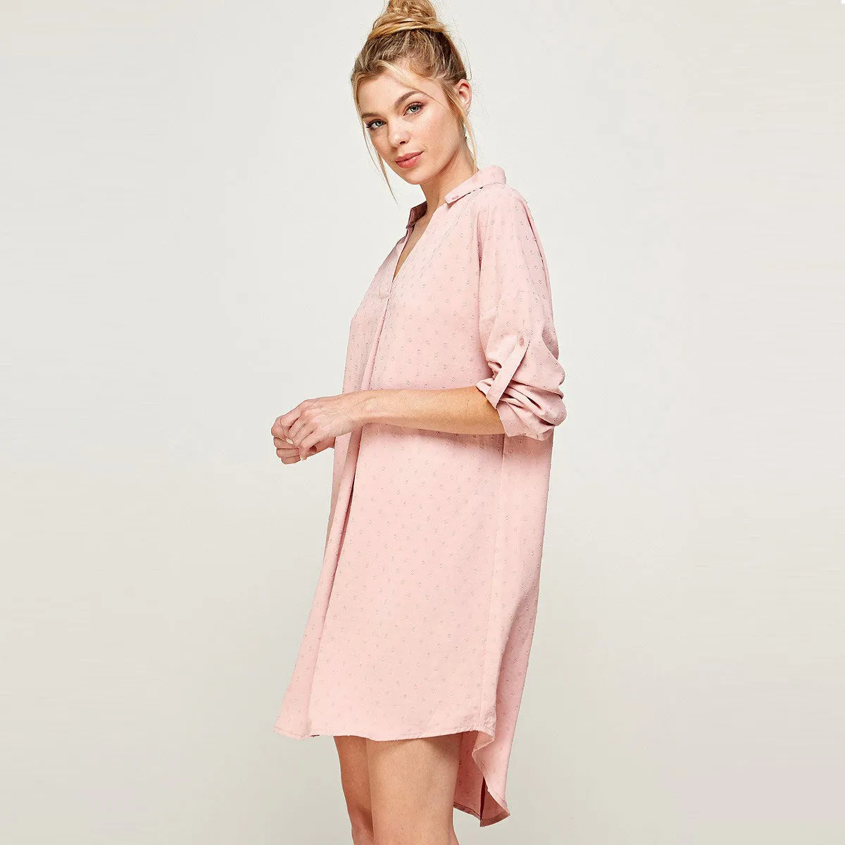 Dotted Collared Tunic Dress