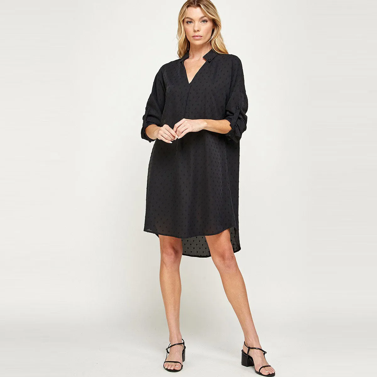 Dotted Collared Tunic Dress