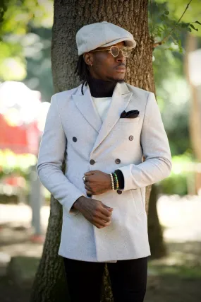 Double Breasted Grey Cachet Coat for Men - GENT WITH