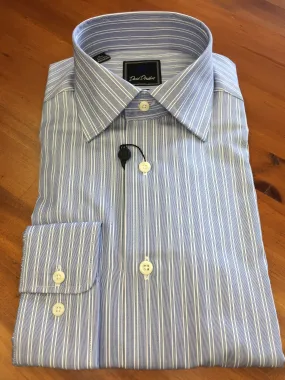 Double Stripe Blue Spread Collar Trim Fit