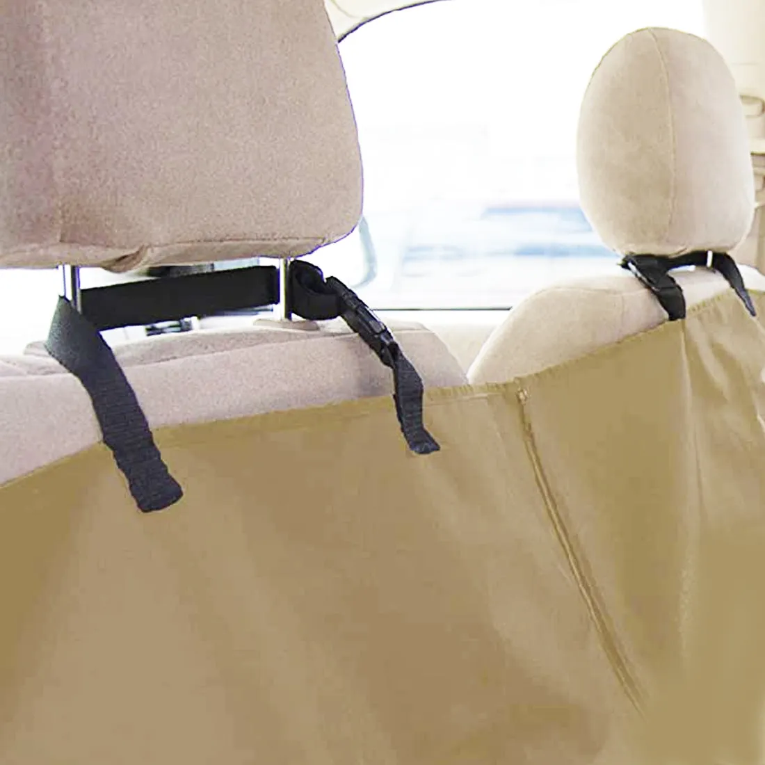 Durable Tan Auto Pet Seat Cover - Large Size for All Vehicles