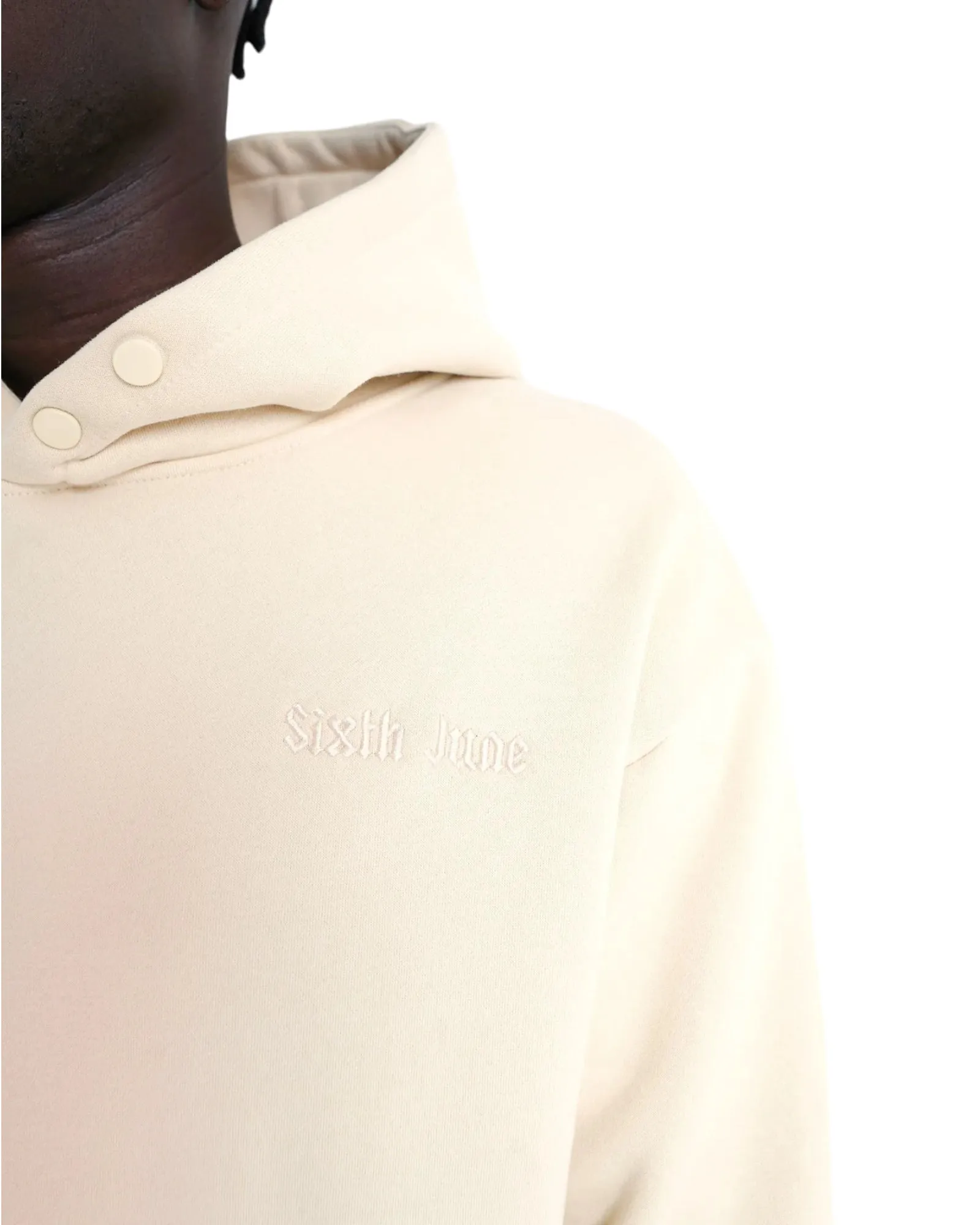 Embroidered Fear Hoodie Beige