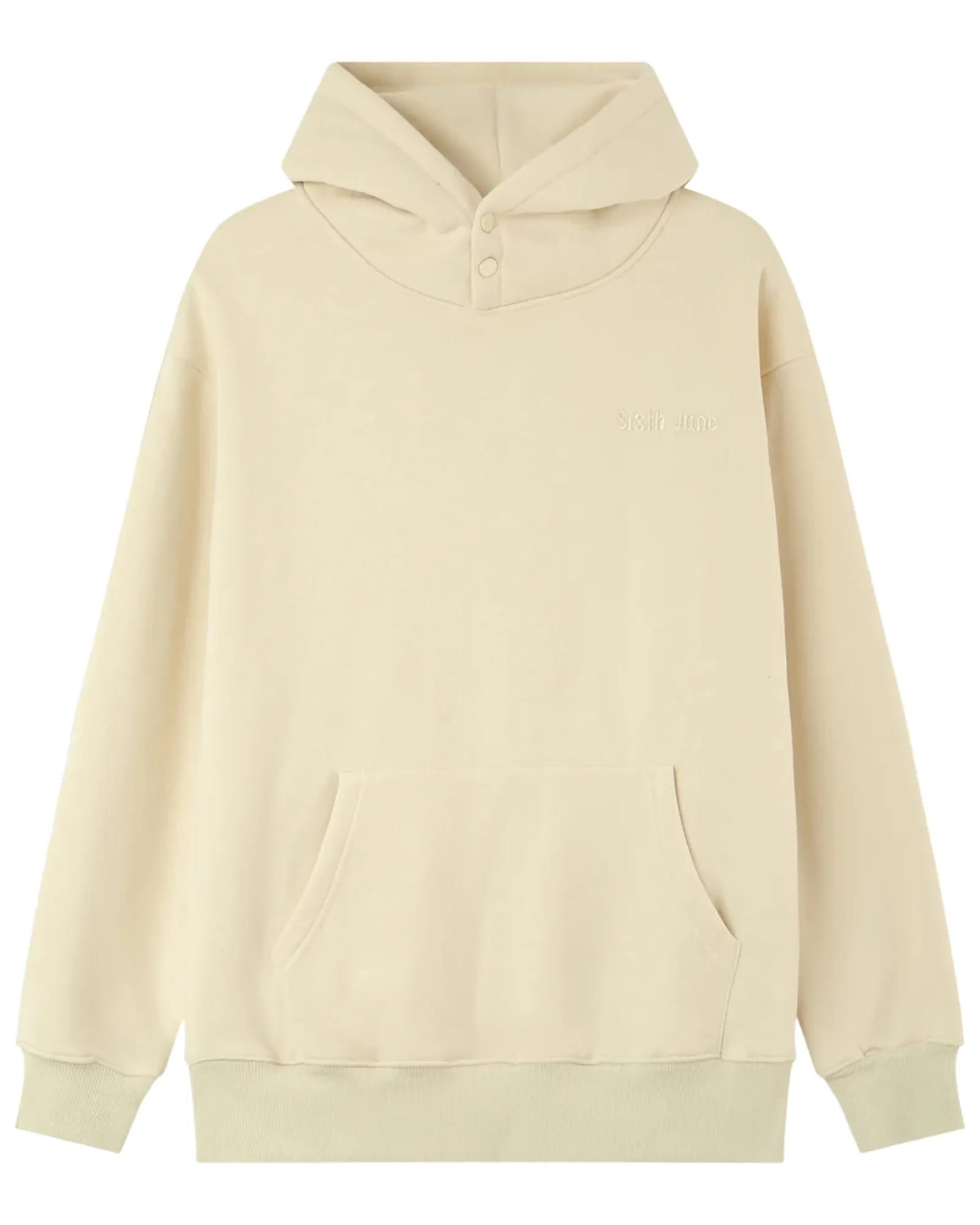 Embroidered Fear Hoodie Beige