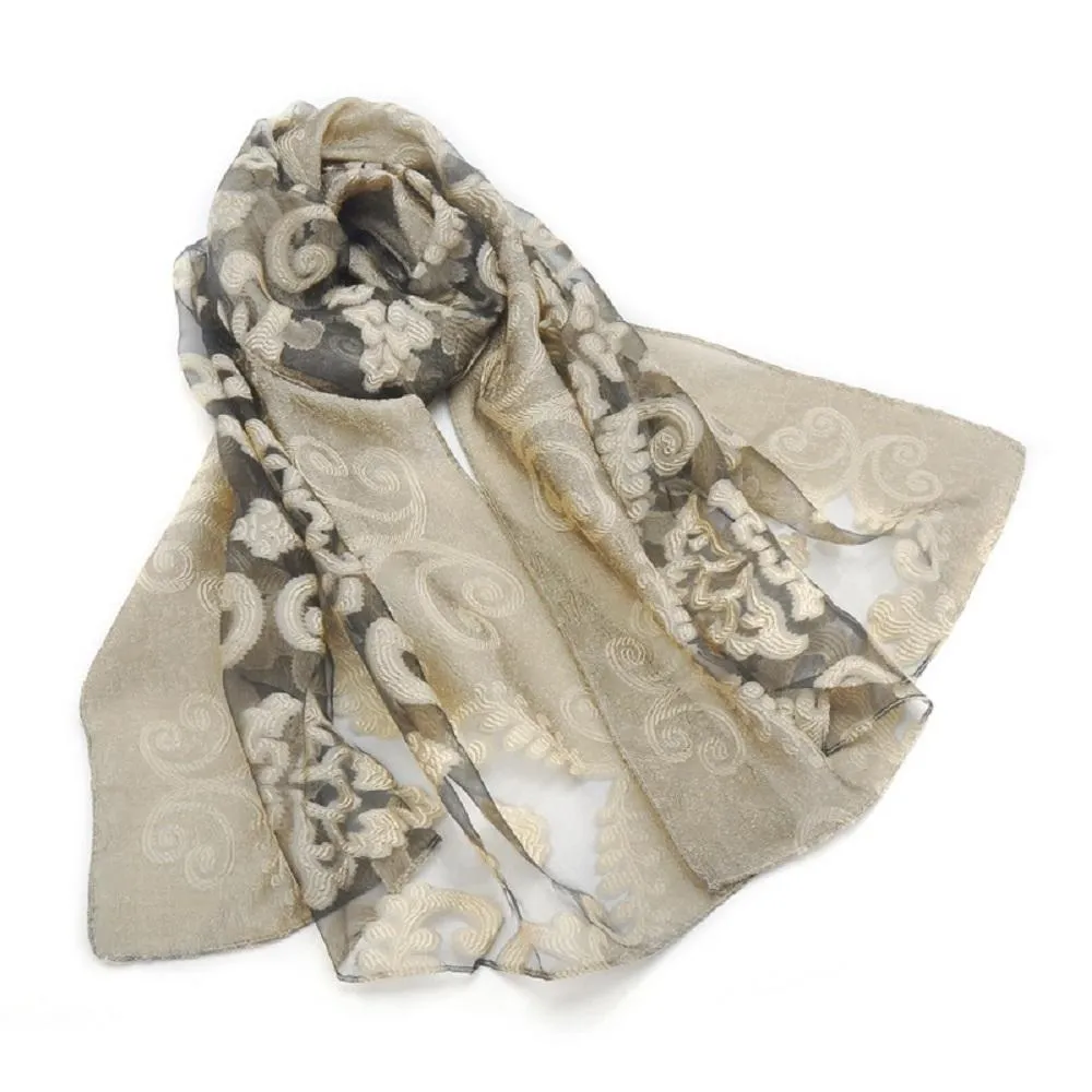 Eugen Silk Embroidery Floral Scarves