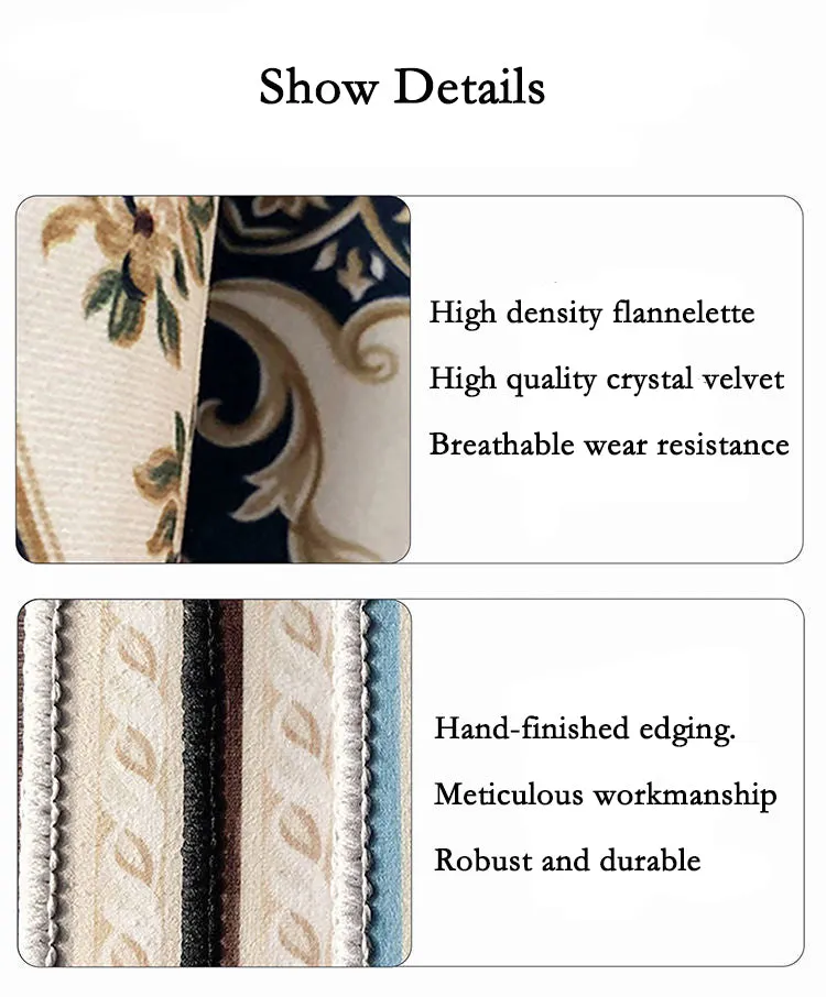 European Design Red Rose Flowers Luxury Non-Slip  Rug Carpet