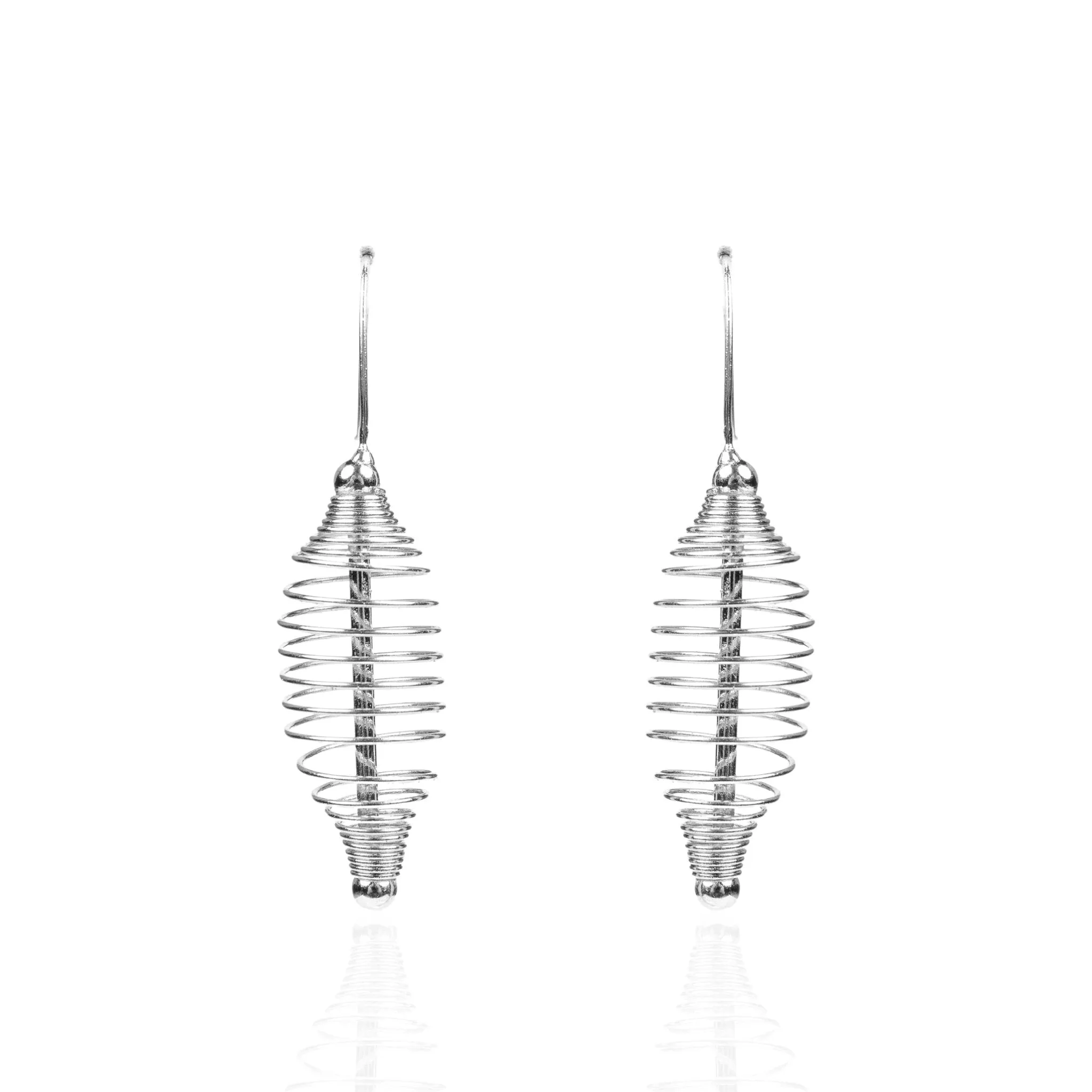 Evelyn Spiral Fish Hook Dangles - Silver