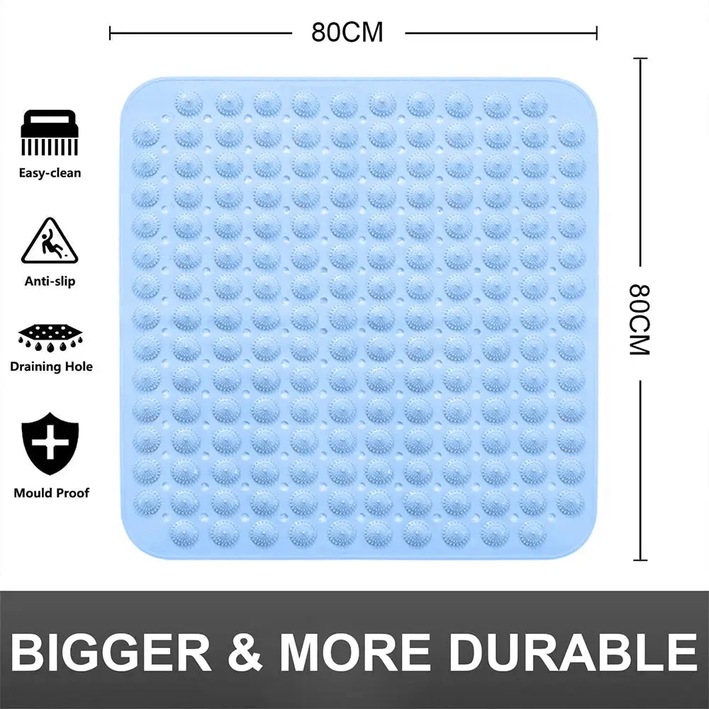 Experia Anti-Slip with Suction Cup Bath Mat, 80x80cm Blue Color (Accu-Pebble)