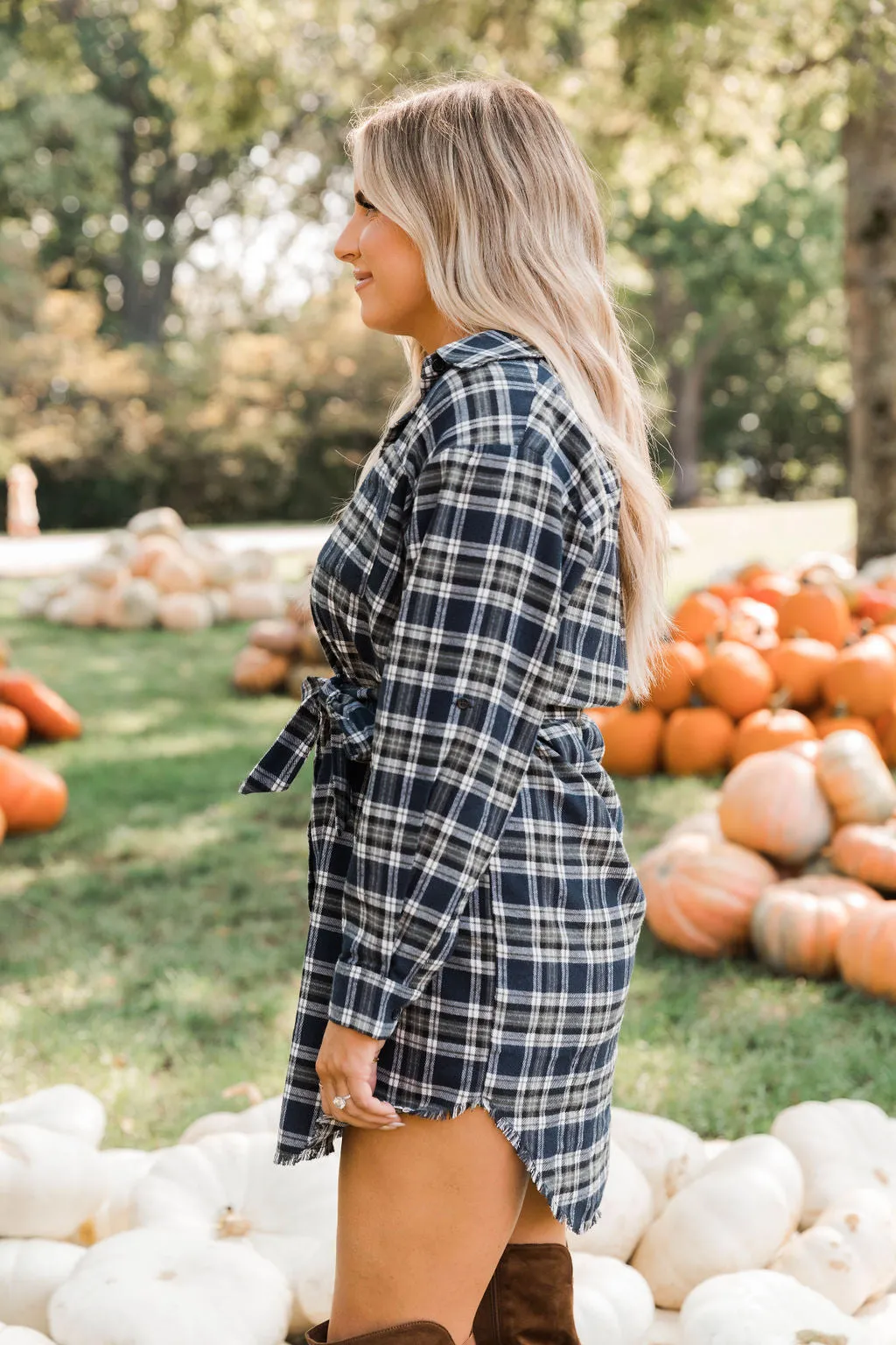 Family Matching Outfit Belted Long Sleeve Shirt Dress and Shirts Sets