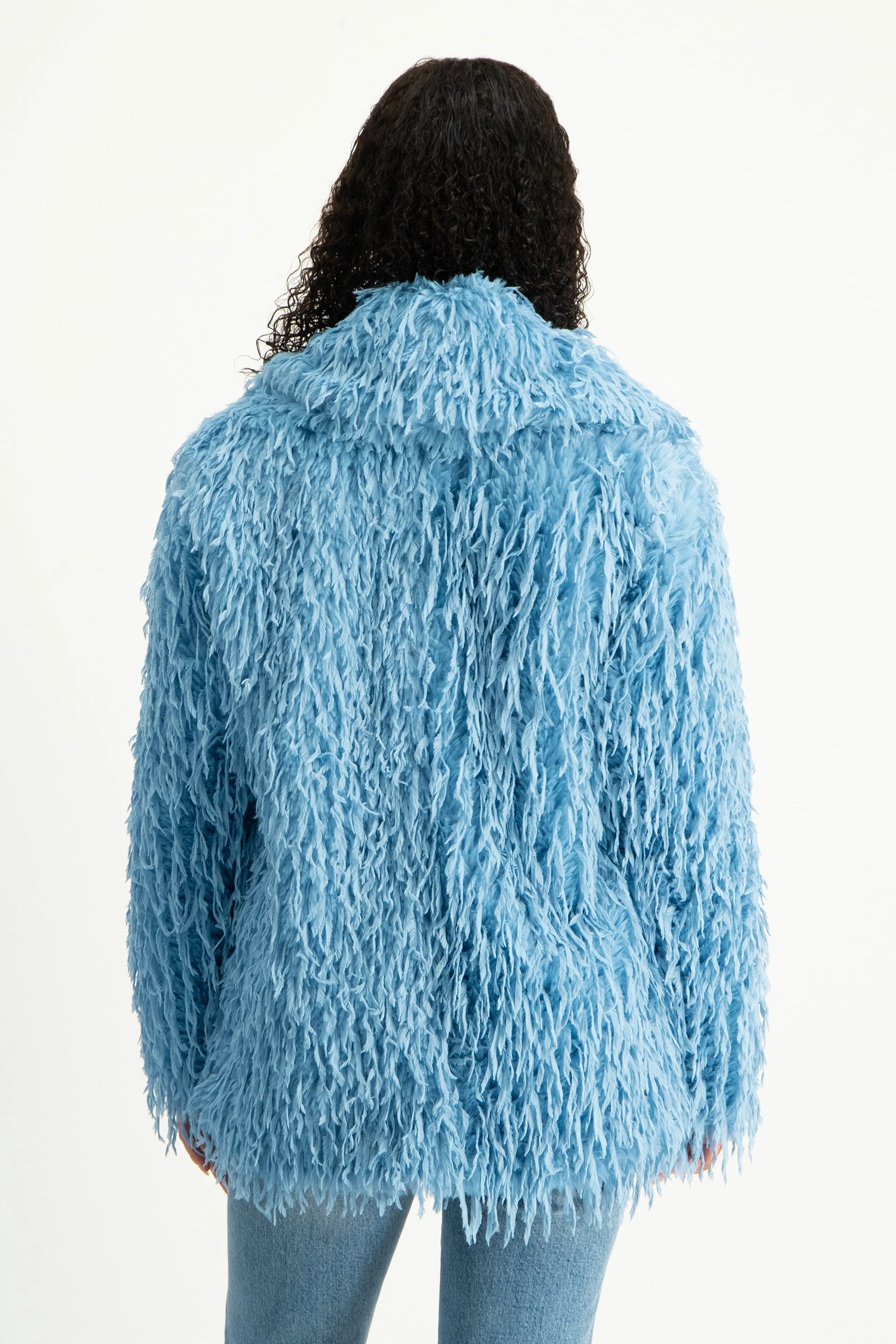 Fancy Faux Fur Coat - Baby Blue