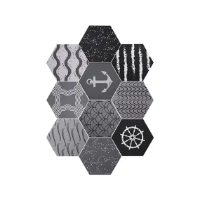 FaSoLa Hexagonal Non-Slip Stickers Mediterranean Style - 10 Pieces