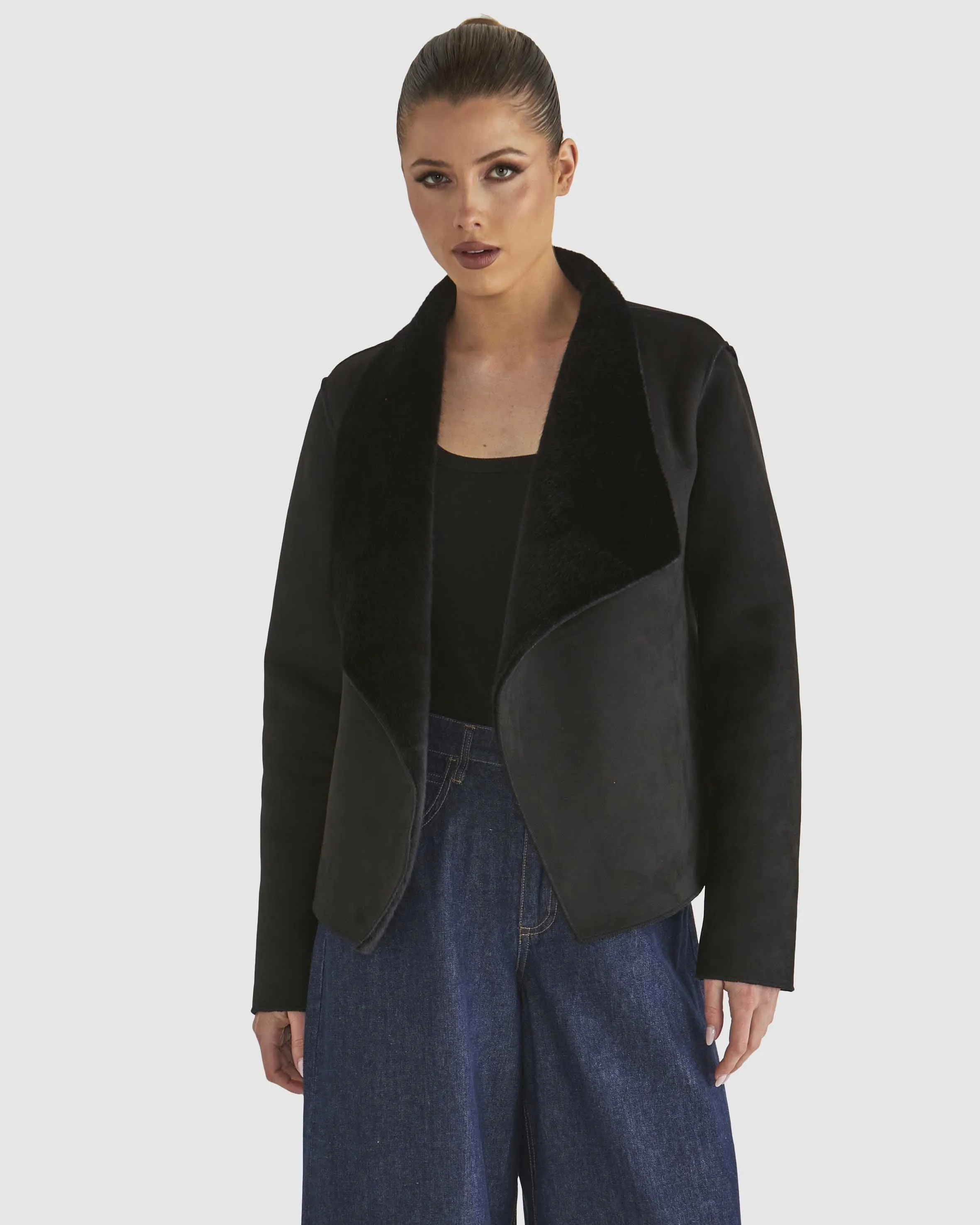 Fate   Becker Behold Reversible Fur Jacket 17373JWFA - Black