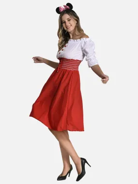 FIMS Fashion Women Georgette Crepe Solid Midi Dress Red