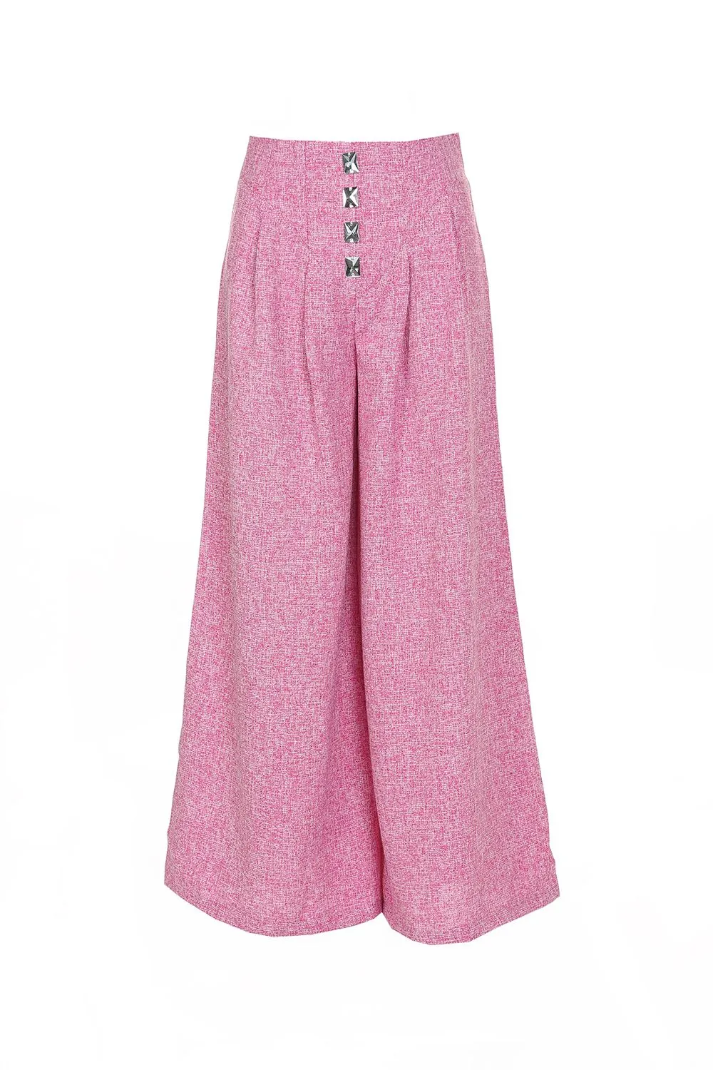 Front Embellishment High Waist Wide Pants