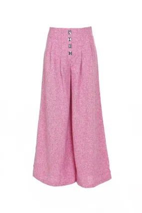 Front Embellishment High Waist Wide Pants
