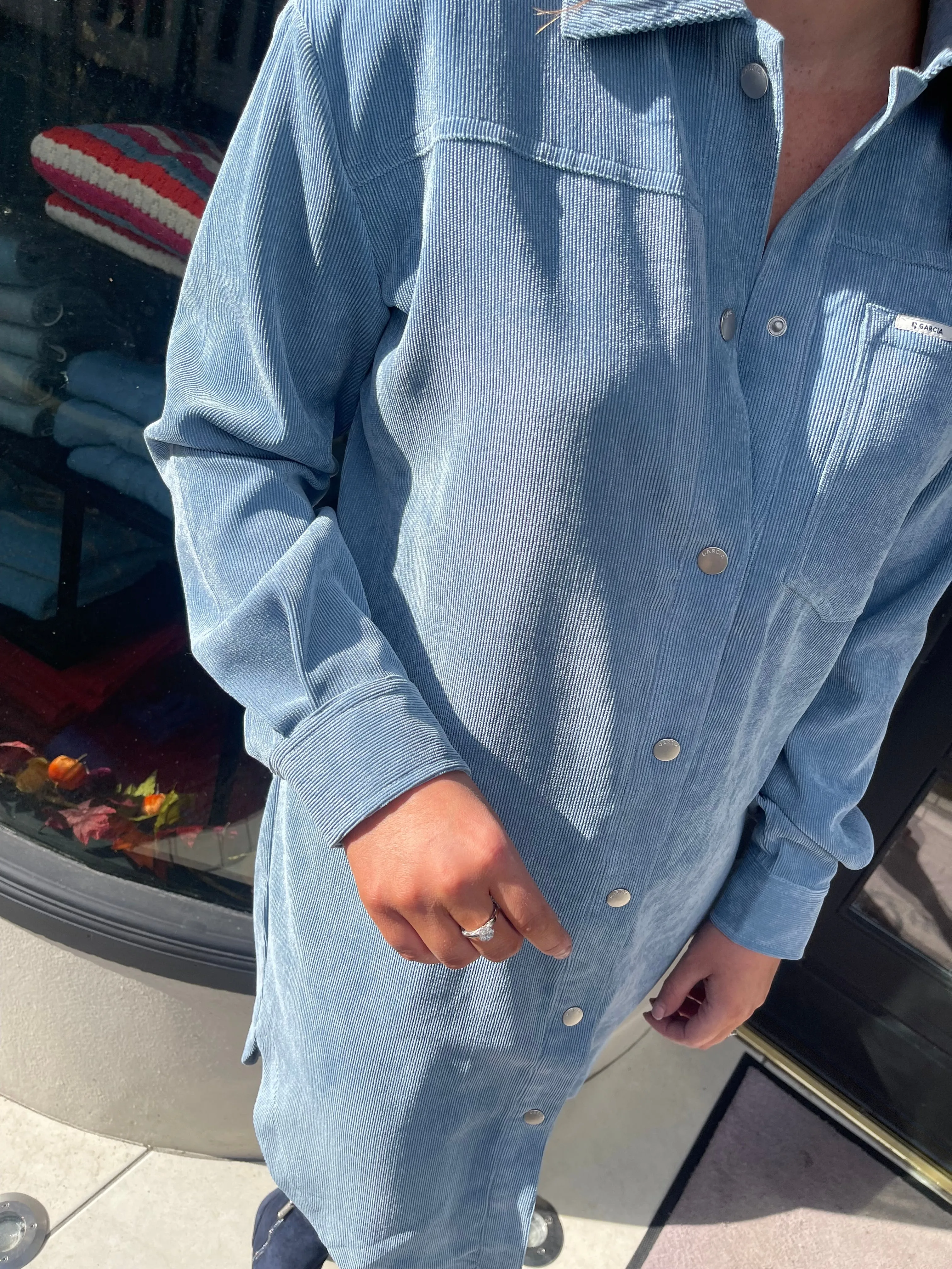 Garcia Faded Denim Corduroy Shirt Dress