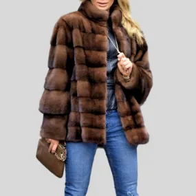 Genuine Mink Fur Stand Collar Jacket
