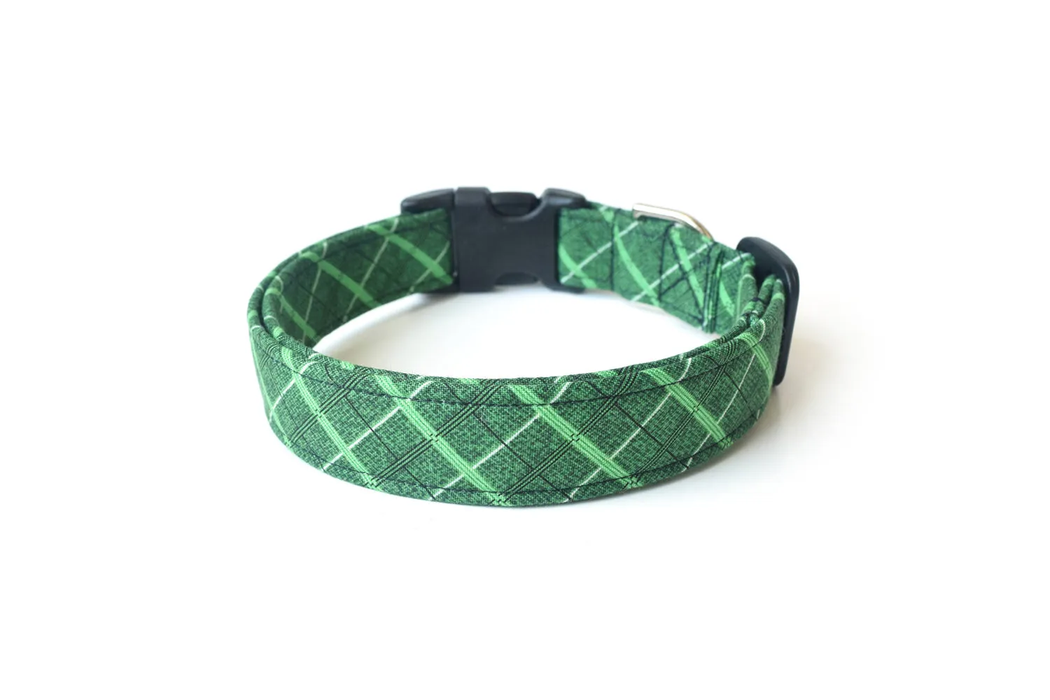 Green Plaid Dog Collar