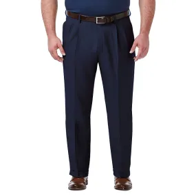 Haggar Mens Classic fit Dress Pants 44 / 32 Navy Blue Solid Stretch