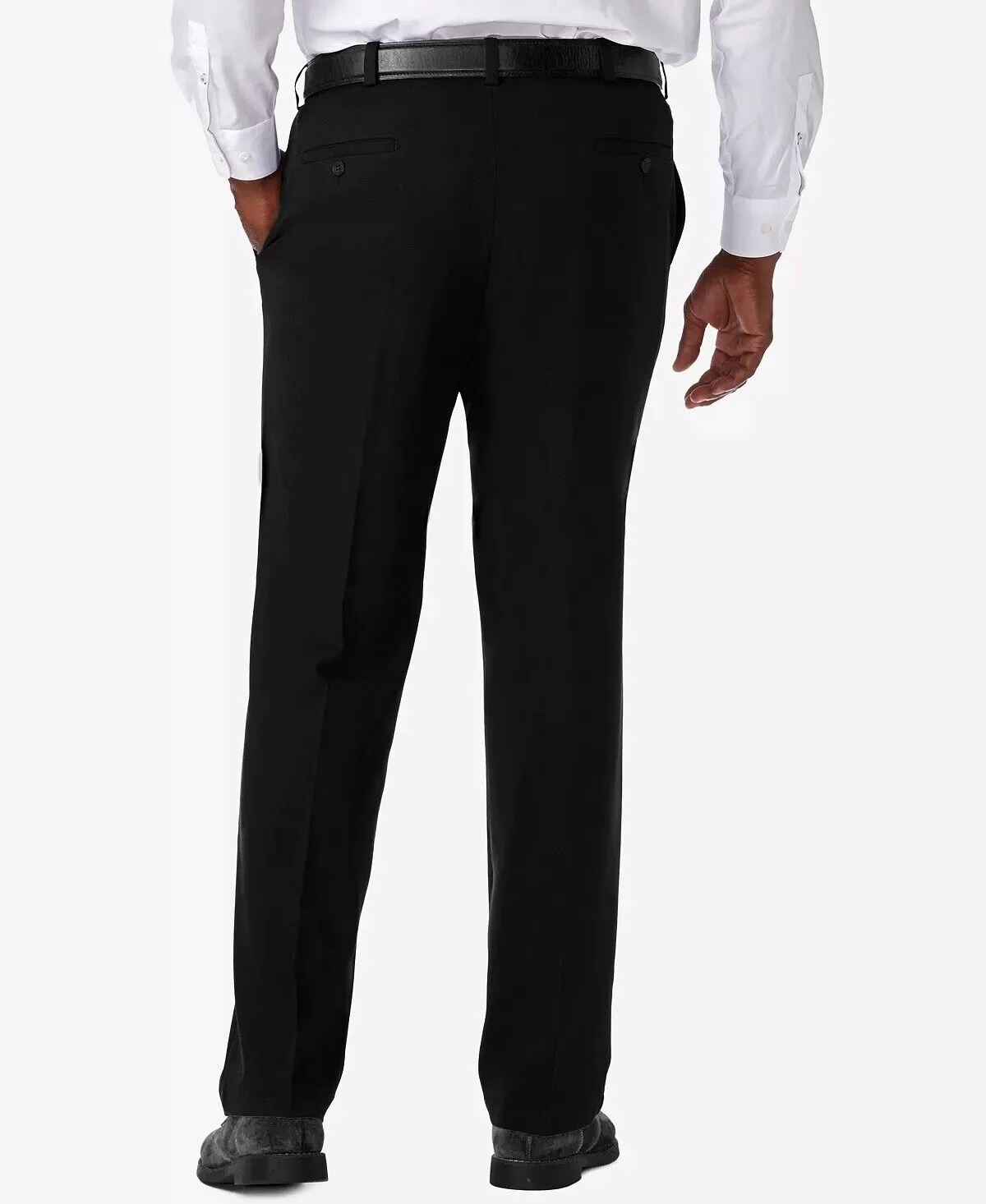 Haggar Mens Classic fit Dress Pants 46 / 29 Black Solid Stretch