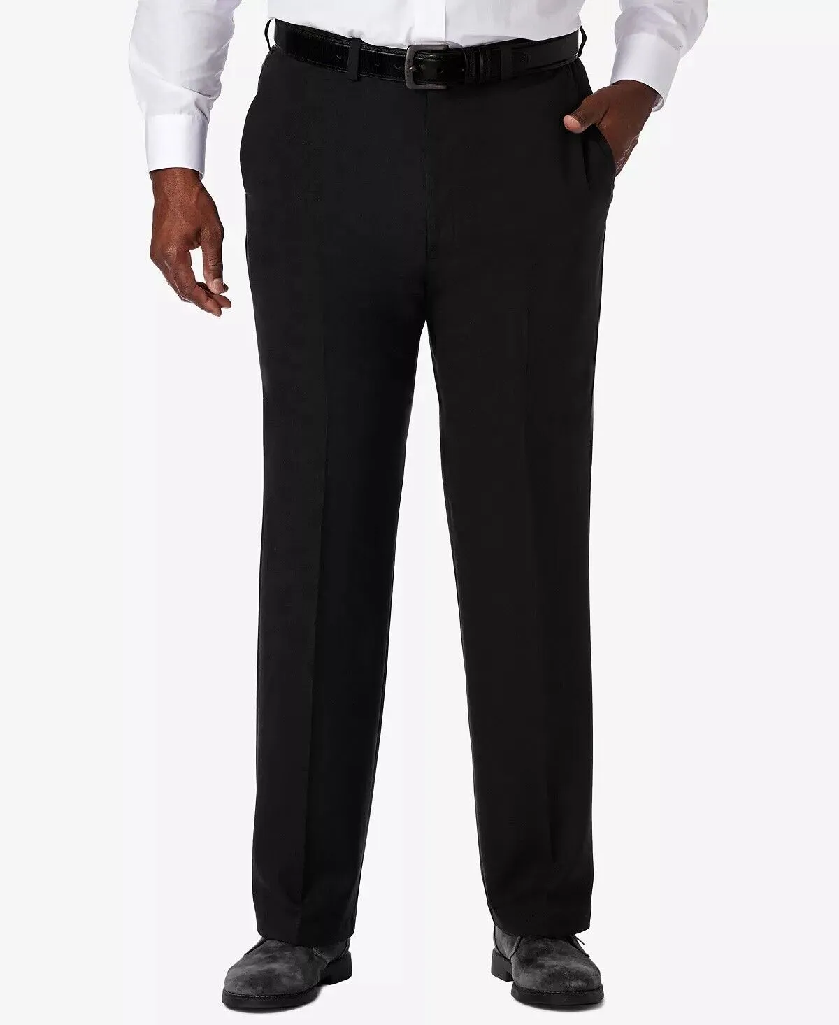 Haggar Mens Classic fit Dress Pants 46 / 29 Black Solid Stretch