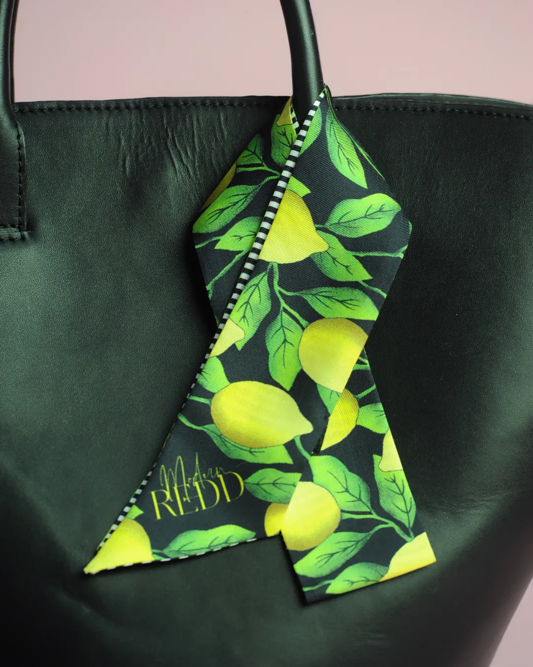 Haute Redd Lemon Print Twilly Silk Scarf