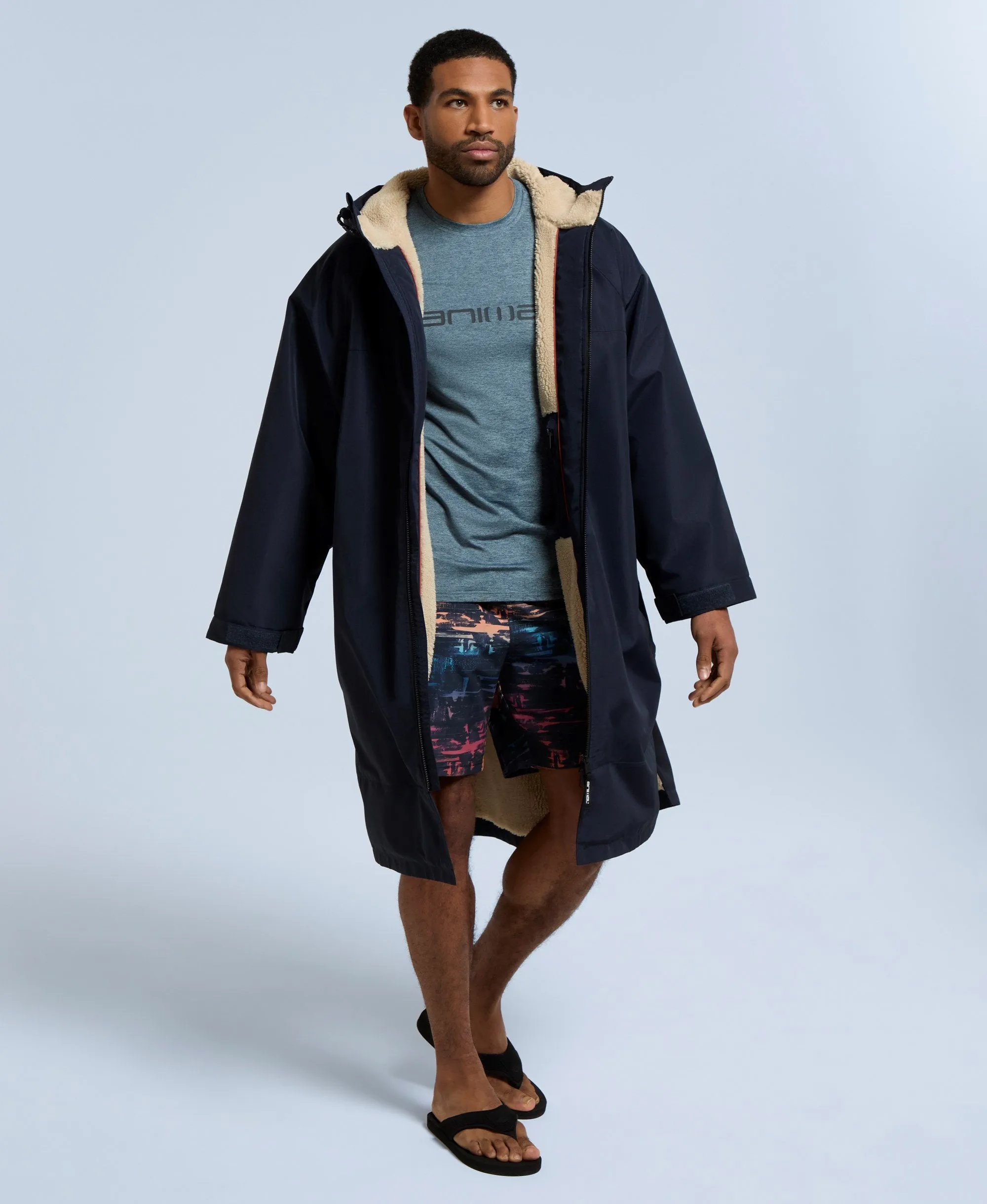Hazey Mens Waterproof Beach Parka - Dark Blue