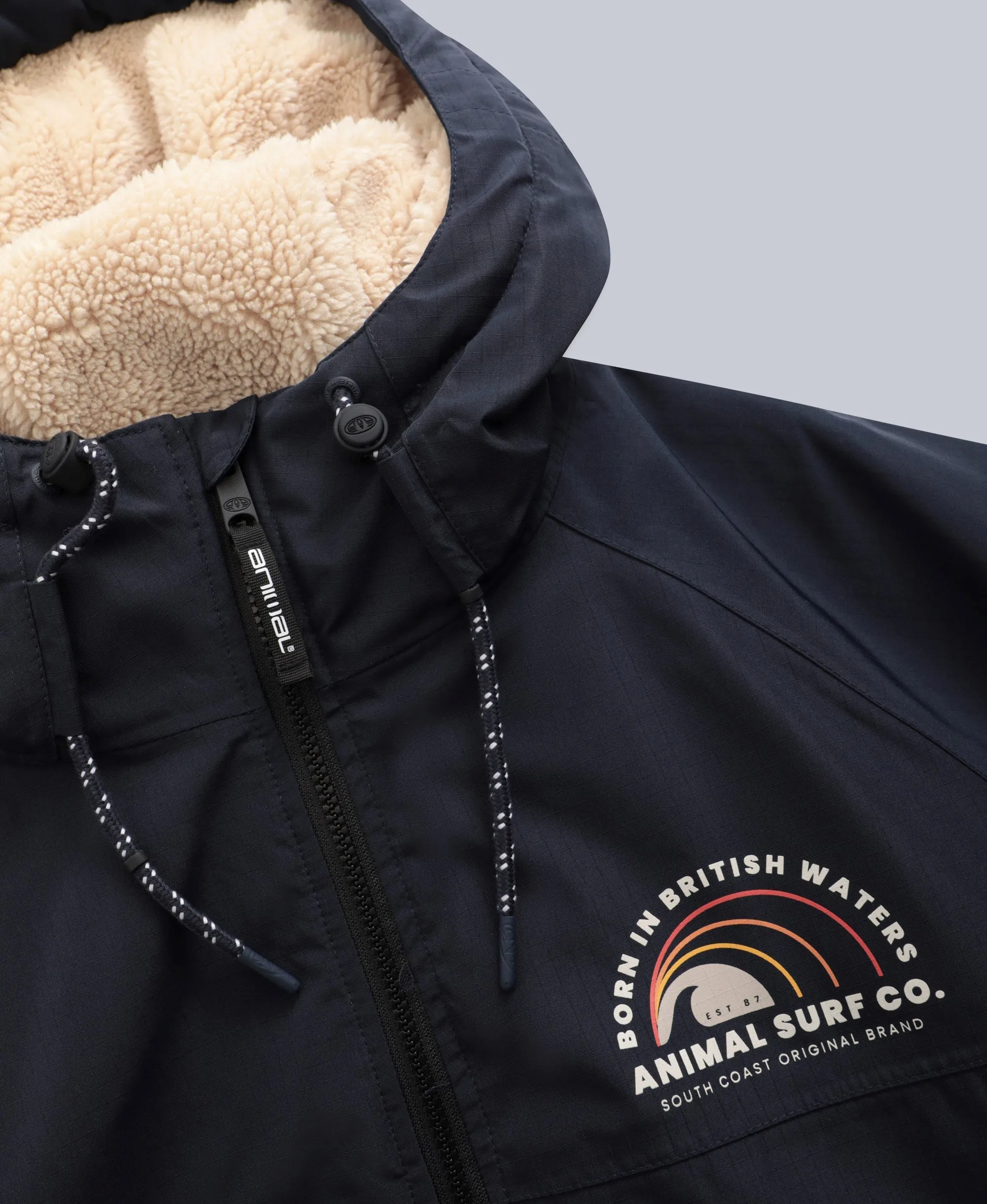 Hazey Mens Waterproof Beach Parka - Dark Blue
