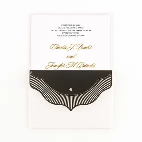 High Style in Black with Crystal Laser Embossed Invitations with Personalization