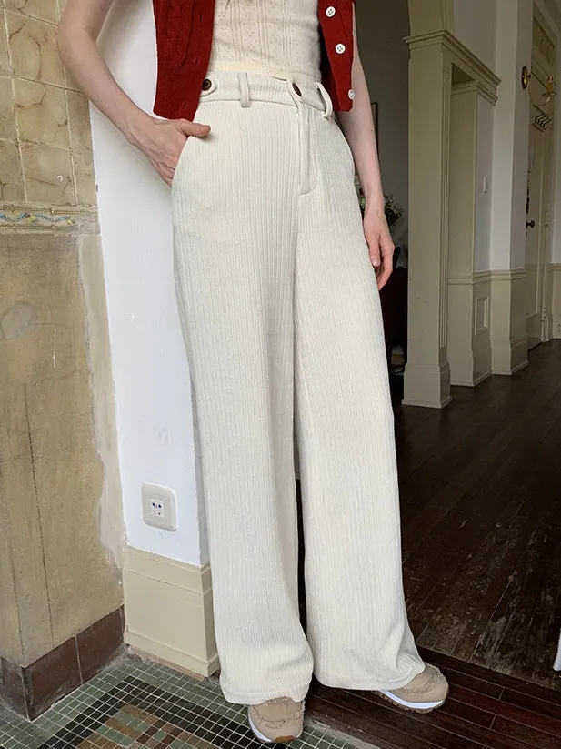High Waist Corduroy Taste Straight Casual Pants