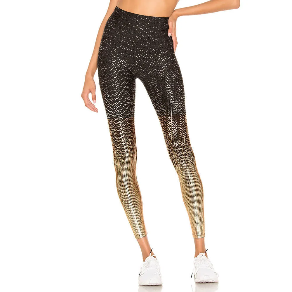 High Waist Glitter Golden-plating Skinny Yoga Pants