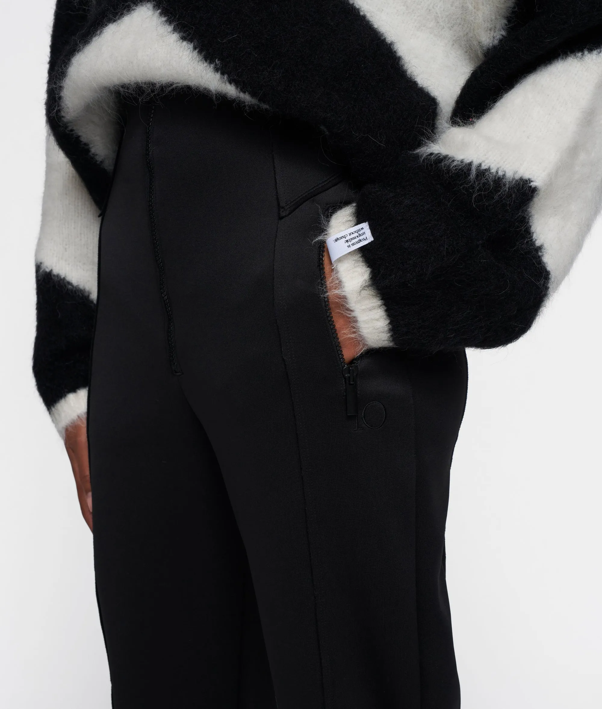 high waist pants scuba | black