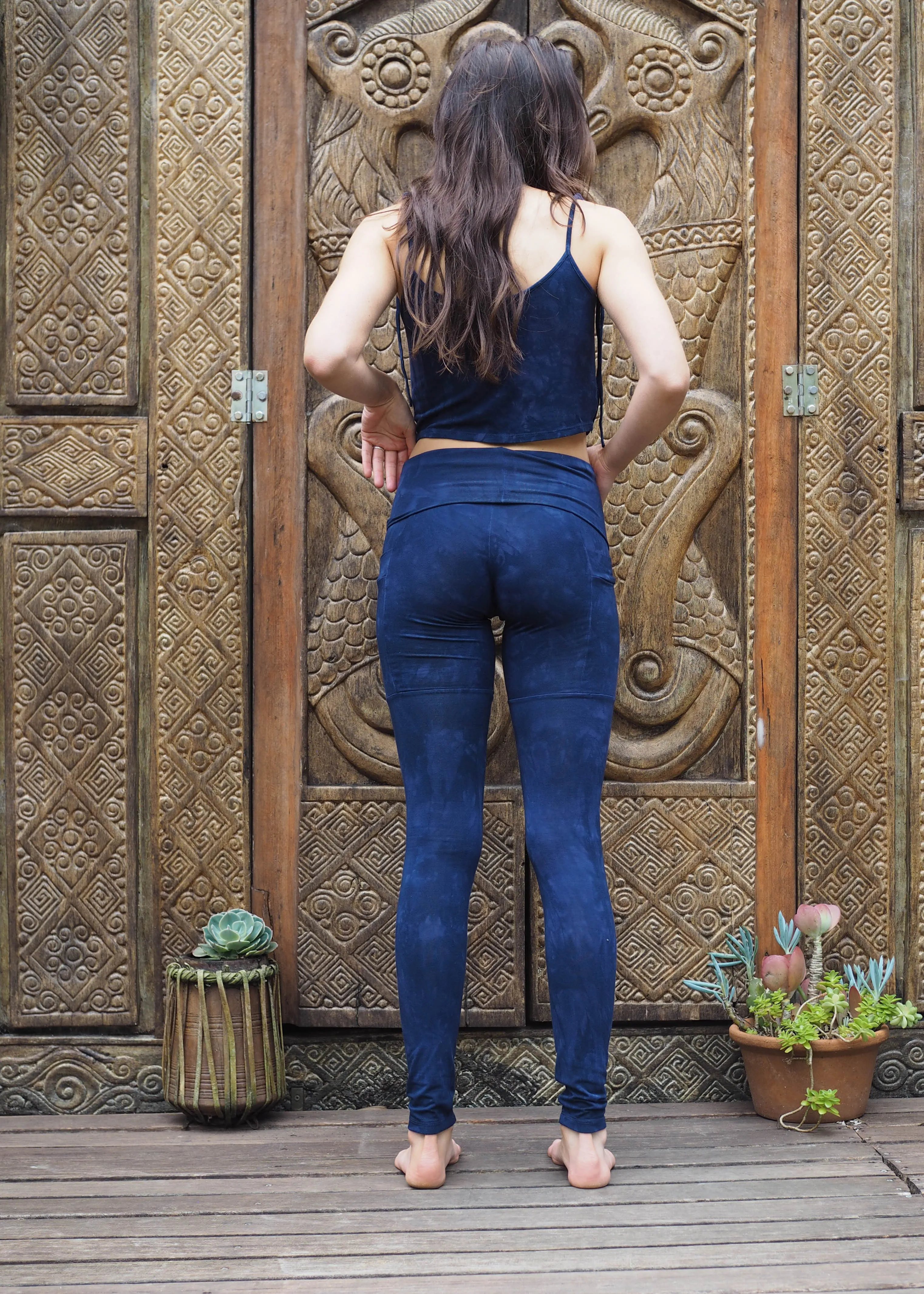 High Waist Pocket Yoga Tights - Midnight Blue