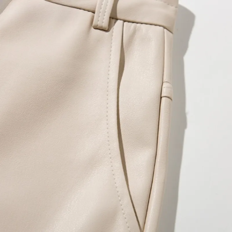 High Waist Straight Leg Faux Leather Pants