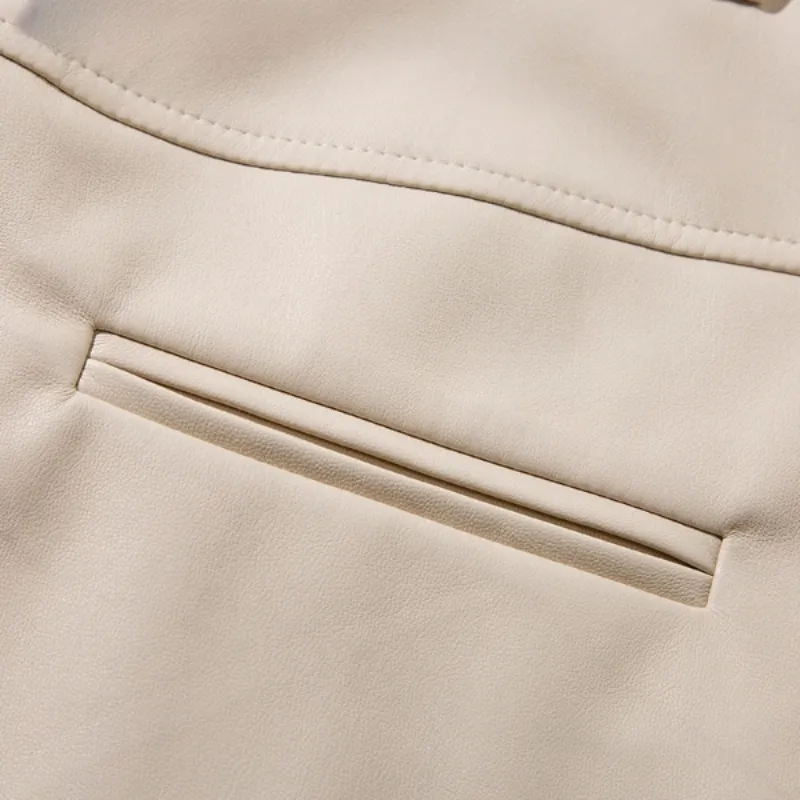 High Waist Straight Leg Faux Leather Pants