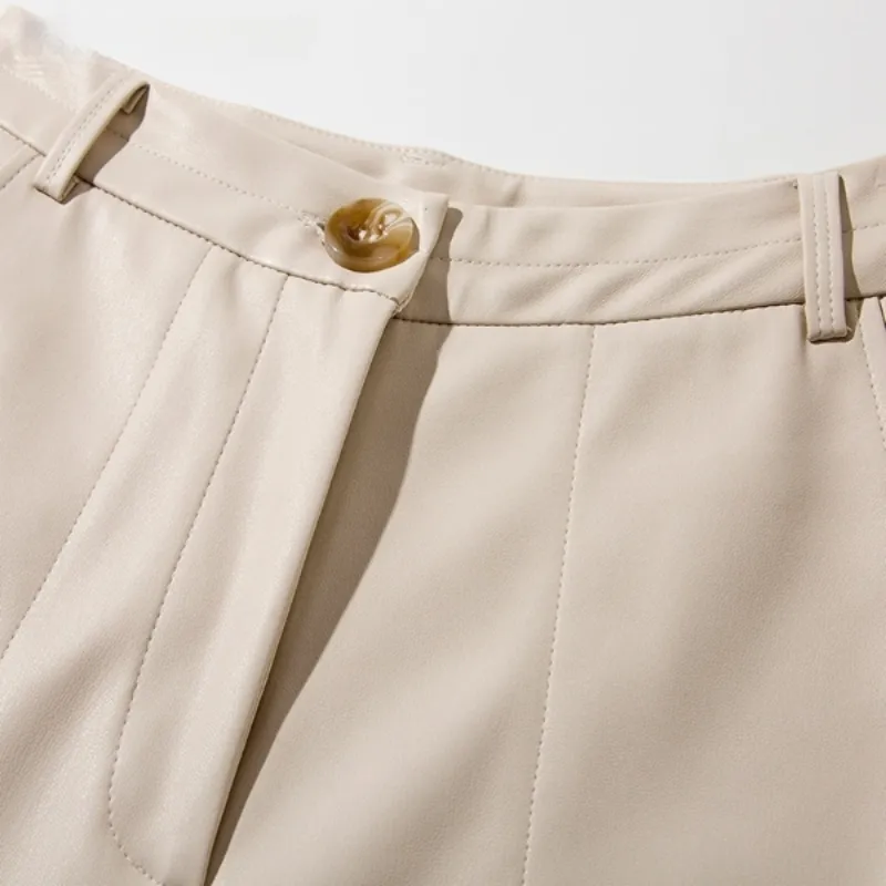 High Waist Straight Leg Faux Leather Pants
