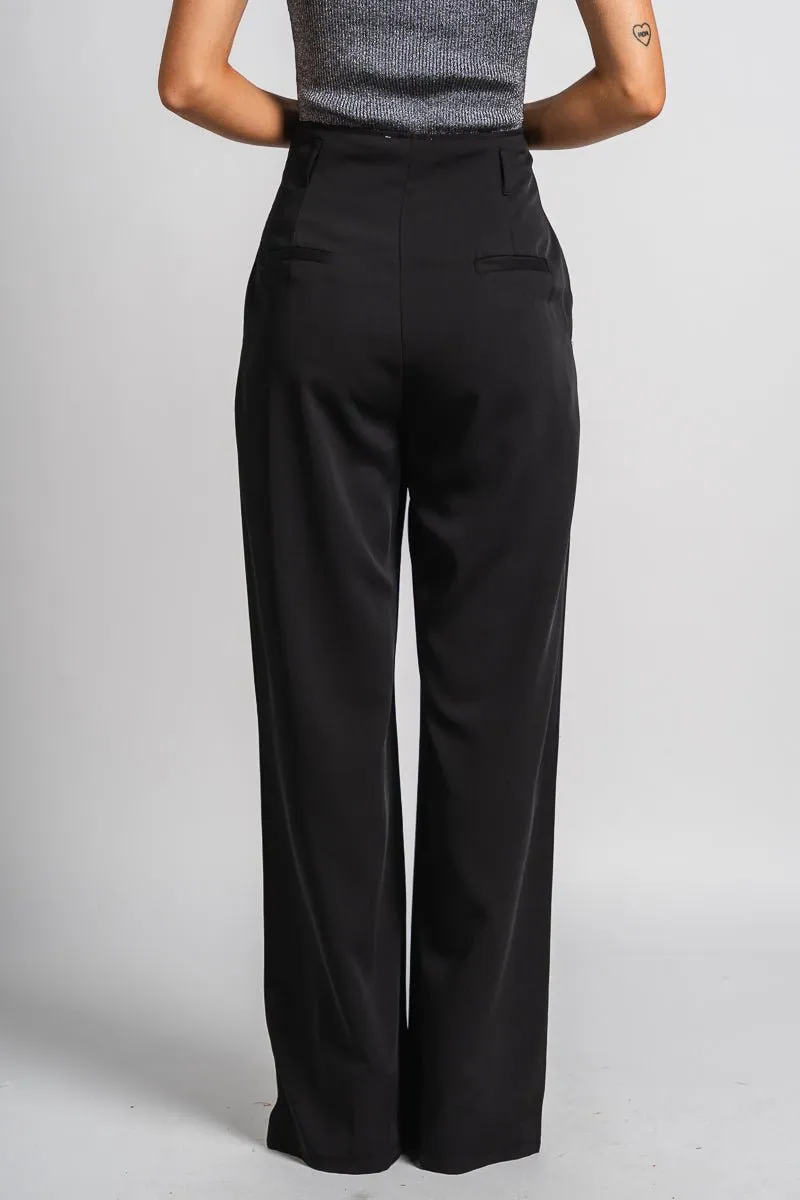 High waist wide leg pants black