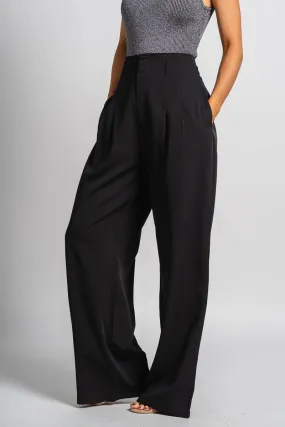 High waist wide leg pants black