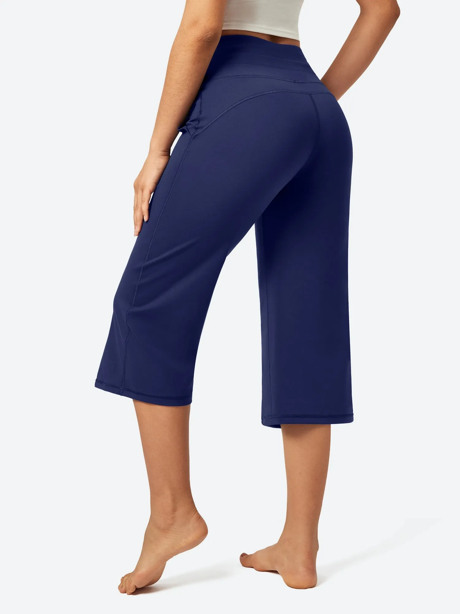 IUGA High Waist Wide Leg Capris With Pockets