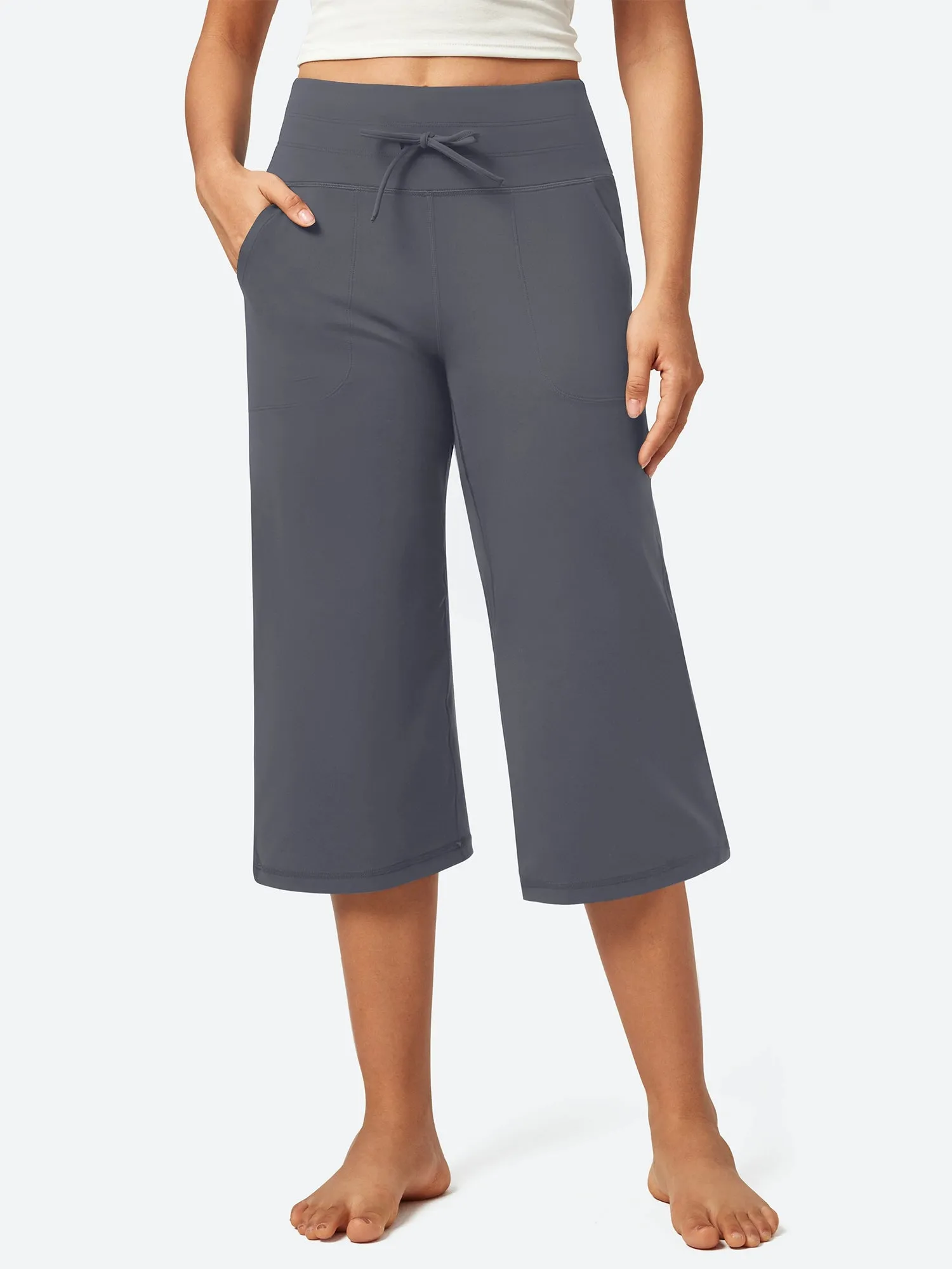 IUGA High Waist Wide Leg Capris With Pockets