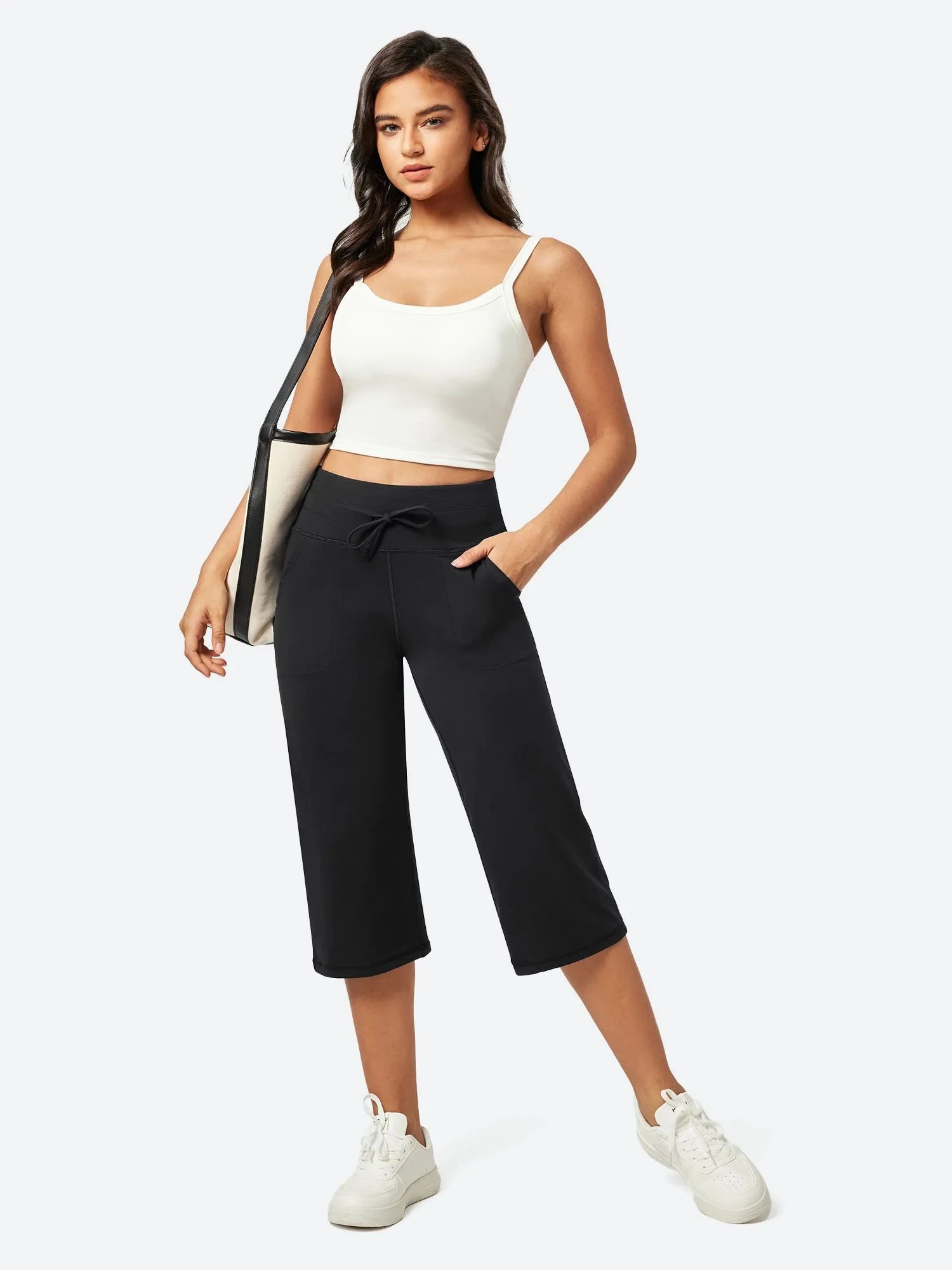 IUGA High Waist Wide Leg Capris With Pockets