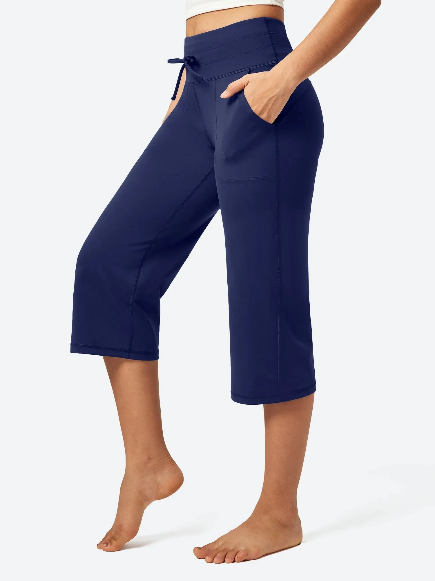IUGA High Waist Wide Leg Capris With Pockets