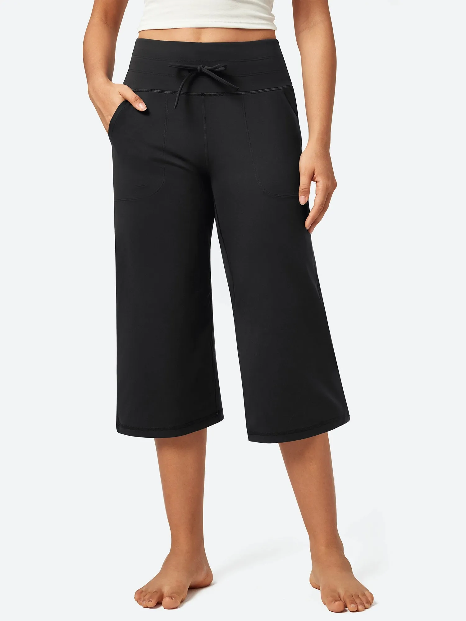 IUGA High Waist Wide Leg Capris With Pockets