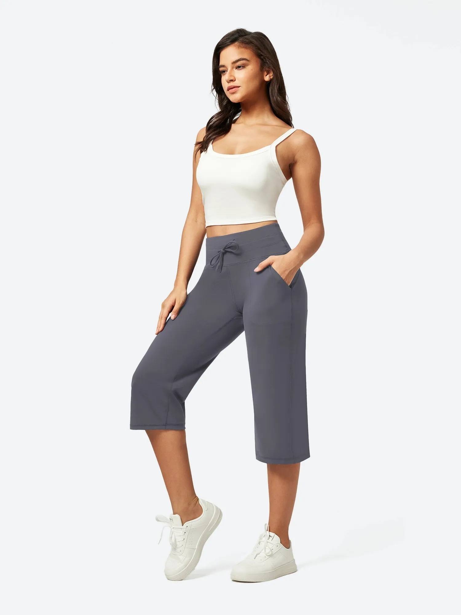 IUGA High Waist Wide Leg Capris With Pockets