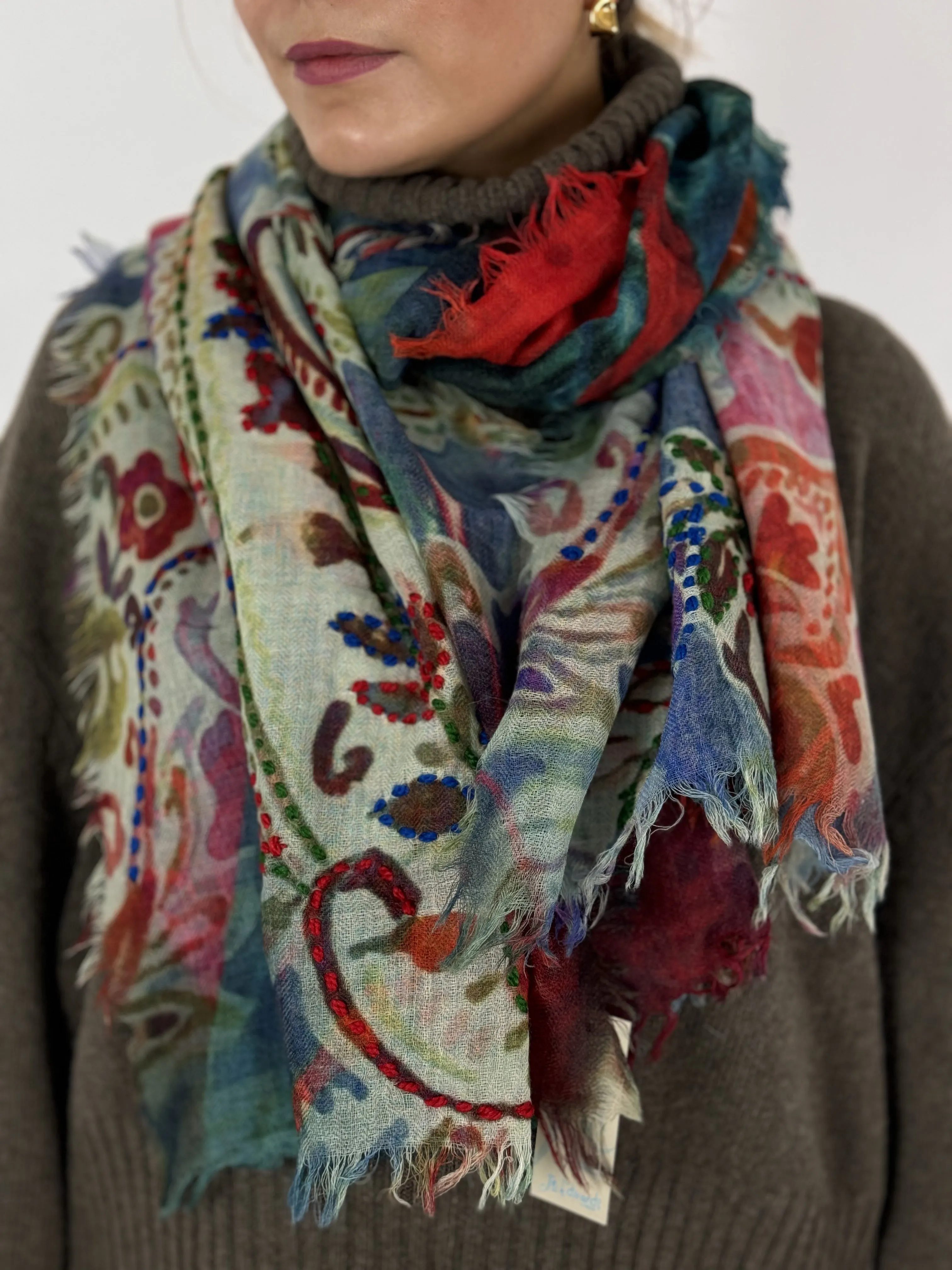 Jo Edwards Fly Me Embroidered Scarf