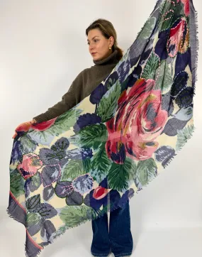 Jo Edwards Midnight Flora Embroidered Scarf