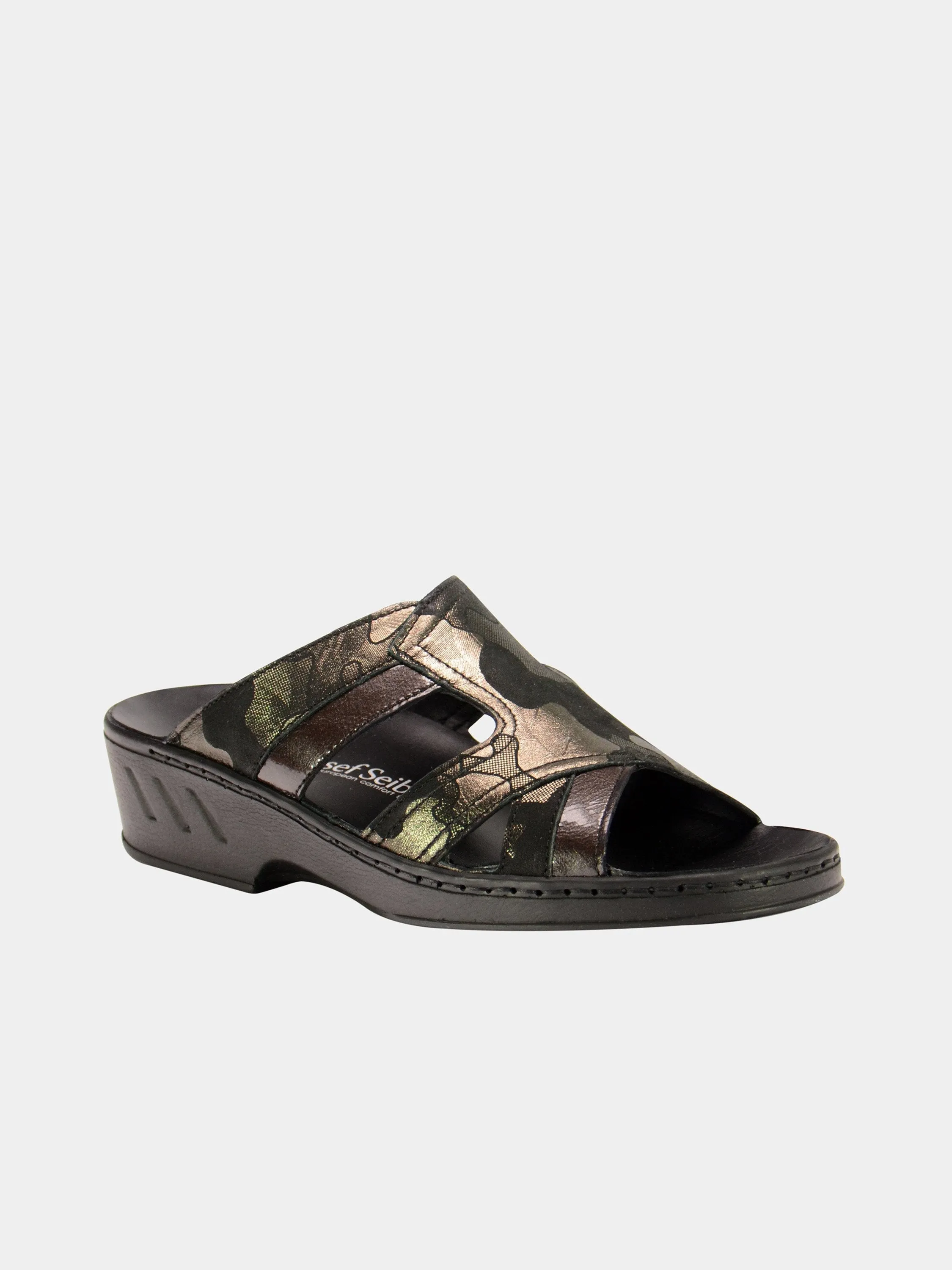 Josef Seibel Women's Cammo Print Slider Leather Sandals
