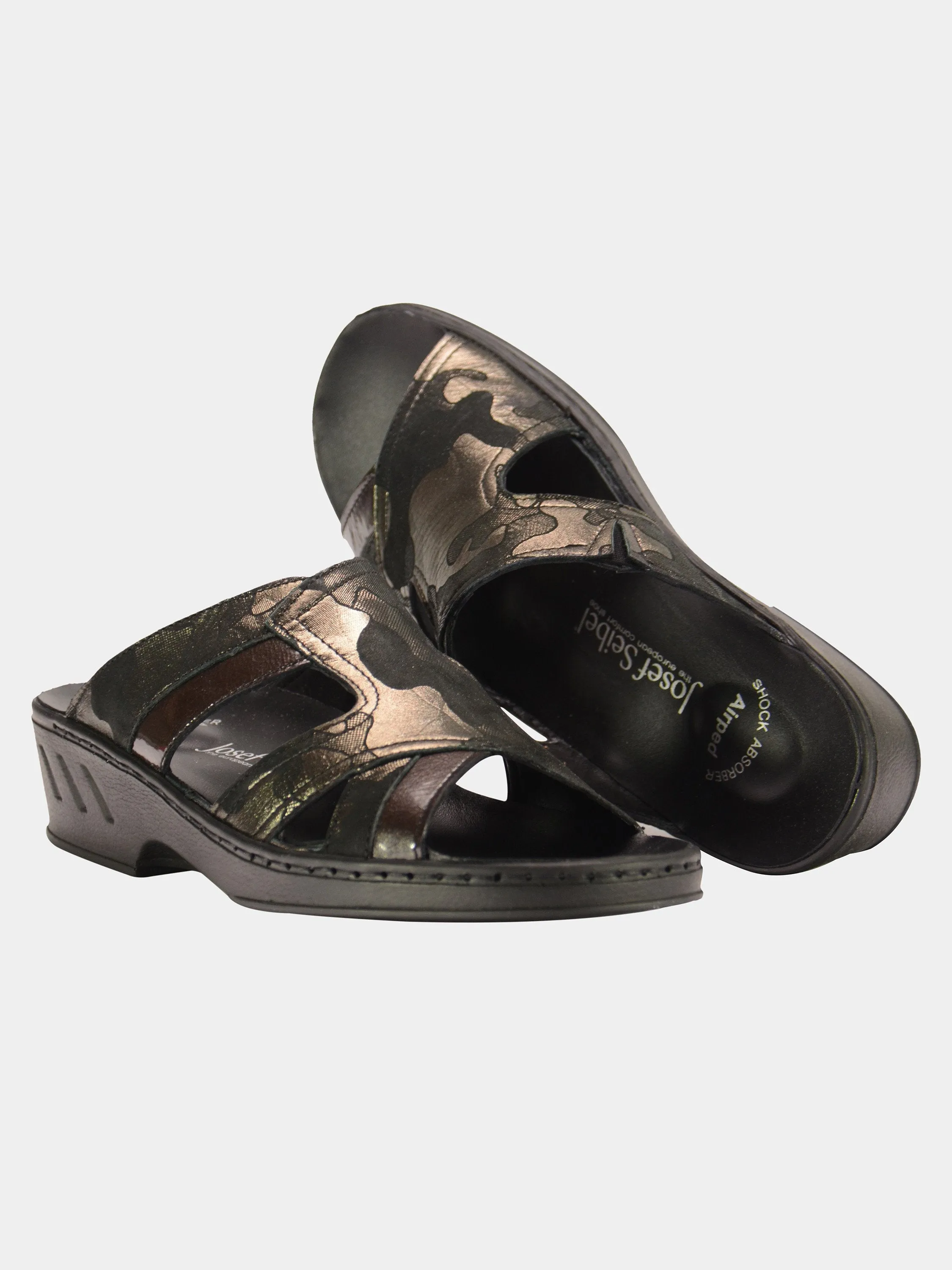 Josef Seibel Women's Cammo Print Slider Leather Sandals