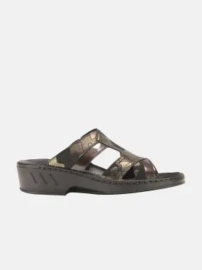 Josef Seibel Women's Cammo Print Slider Leather Sandals