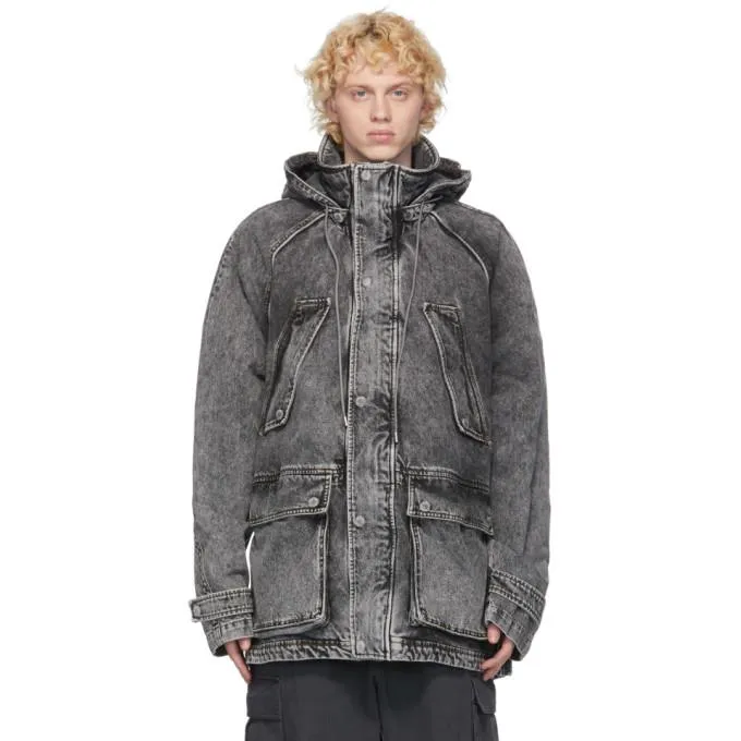 Juun.J Black Denim Parka
